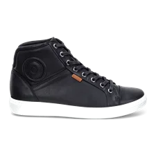 Women's ECCO® Soft 7 Leather High-Top Trainer - Black - Outside