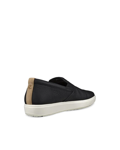 ECCO® Soft 7 chaussures sans lacet en cuir pour femme - Noir - B