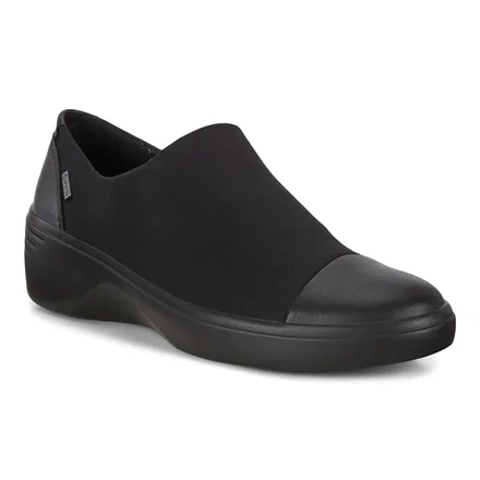 Women's ECCO® Soft 7 Wedge Leather Gore-Tex Wedge Slip-On | Black