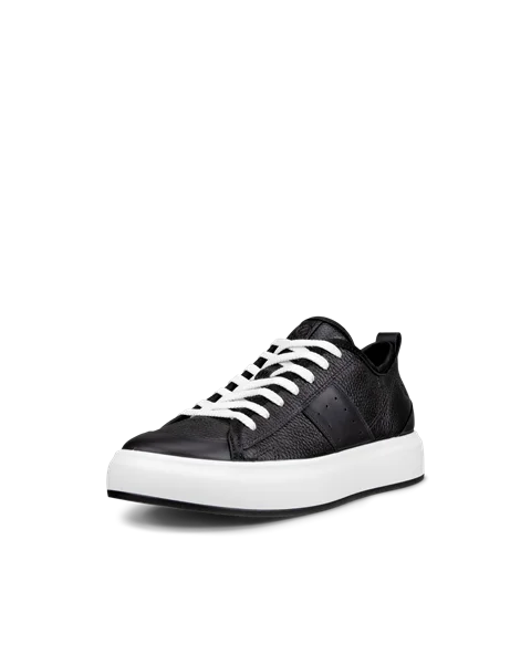 Women's ECCO® Street Ace Leather Trainer - Black - M