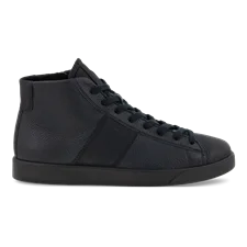 Women's ECCO Street Lite Leather High-Top Trainer - Black - Outside