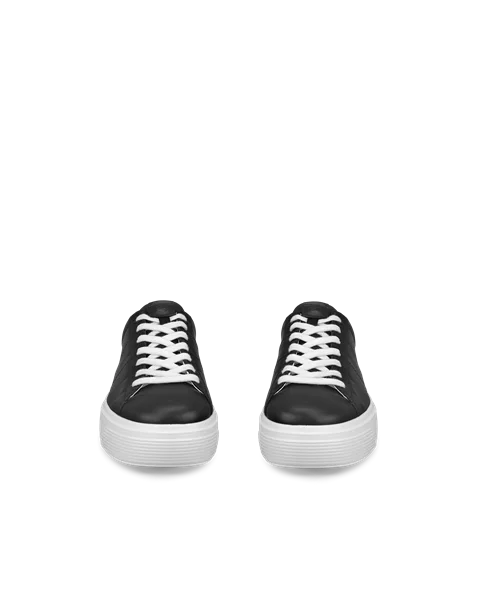 Women's ECCO® Street Platform Leather Trainer - Black - Front_Pair