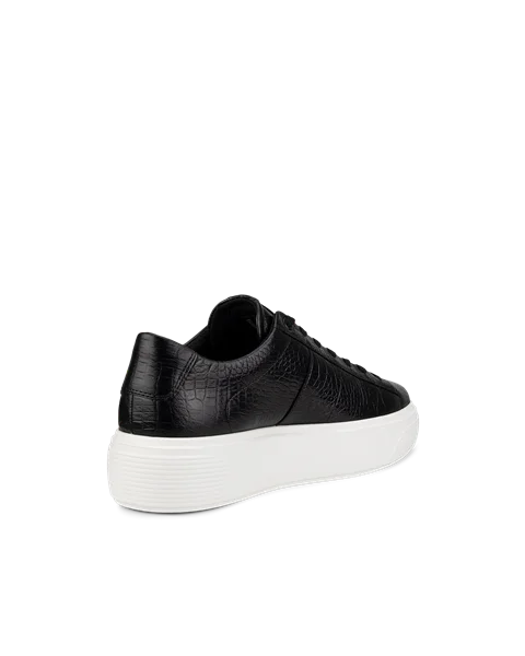 Women's ECCO® Street Platform Leather Trainer - Black - B