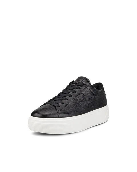 Women's ECCO® Street Platform Leather Trainer - Black - M