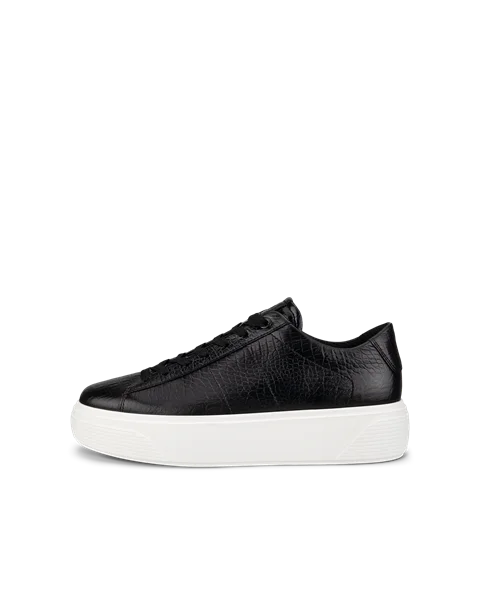 Women's ECCO® Street Platform Leather Trainer - Black - O