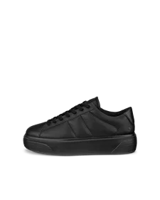 Women's ECCO® Street Platform Leather Platform Trainer - Black - O