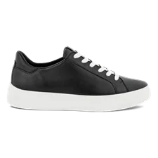 Women's ECCO® Street Tray Leather Trainer - Black - Outside