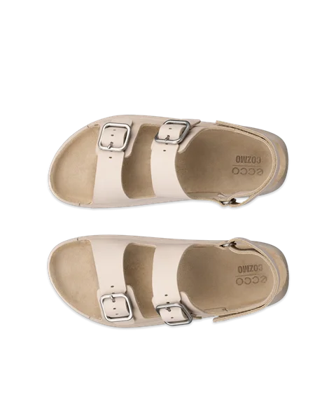 Women's ECCO® Cozmo Nubuck Two Strap Sandal - Beige - Top_Left_Pair