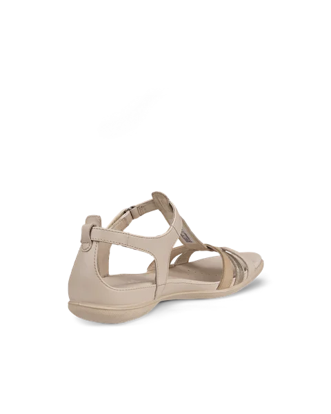ECCO® Flash ženske kožne sandale s remenom u obloiku slova T - Bež - B