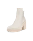 Women's ECCO® Fluted Heel Leather Ankle Boot - Beige - M
