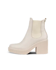 Women's ECCO® Fluted Heel Leather Chelsea Boot - Beige - O