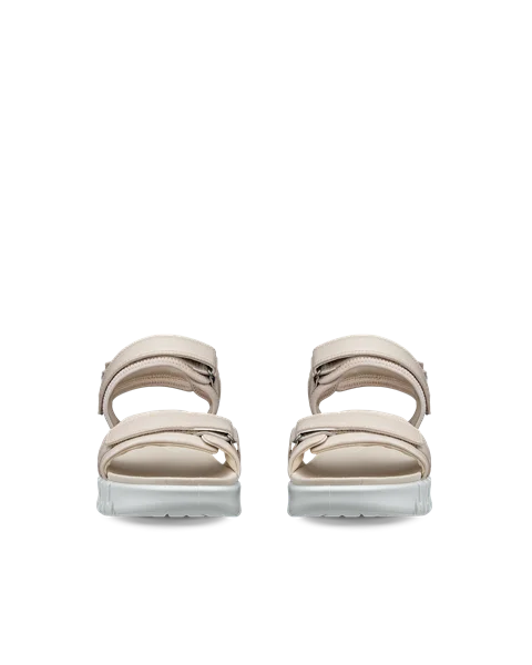 ECCO® Gruuv Sol sandale à talon en cuir pour femme - Beige - Front_Pair