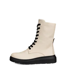 Women's ECCO® Nouvelle Leather Lace-Up Boot - Beige - O