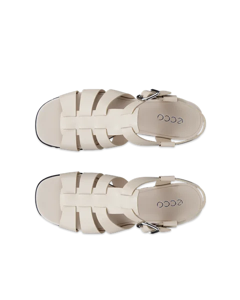 Women's ECCO® Sculpted Alba 25 Leather Heeled Sandal - Beige - Top_Left_Pair