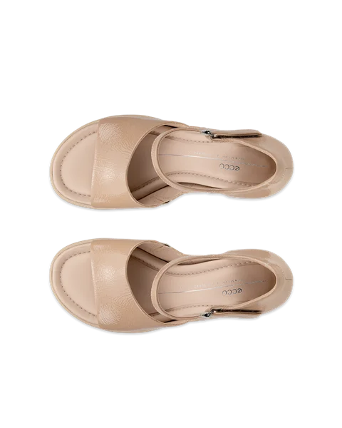 Women's ECCO® Sculpted Sandal LX 55 Leather Heeled Sandal - Beige - Top_Left_Pair