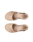 Women's ECCO® Sculpted Sandal LX 55 Leather Heeled Sandal - Beige - Top_Left_Pair