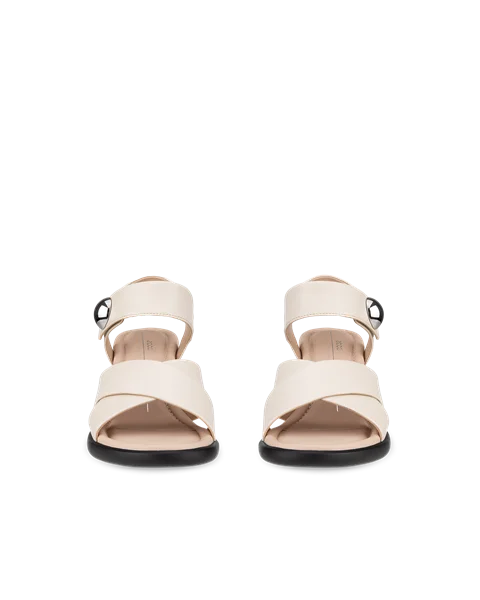 Women's ECCO® Sculpted Sandal LX 55 Leather Heeled Sandal - Beige - Front_Pair