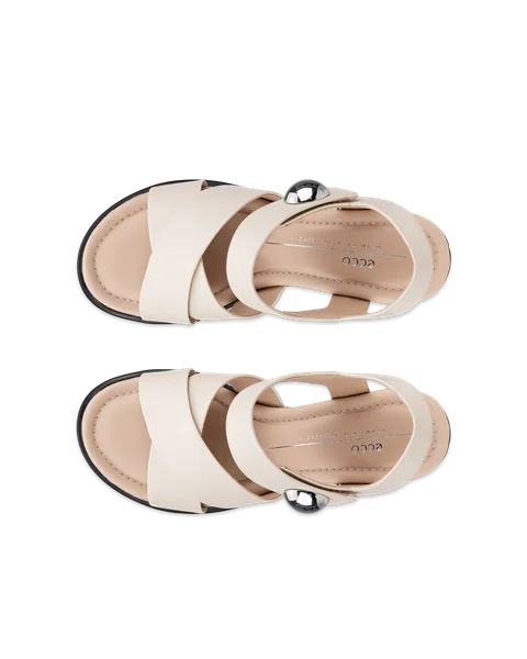 Women's ECCO® Sculpted Sandal LX 55 Leather Heeled Sandal - Beige - Top_Left_Pair