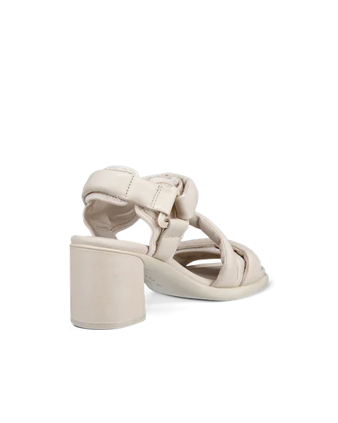 Damskie skórzane sandały na obcasie ECCO® Sculpted Sandal LX 55 - Beżowy - B