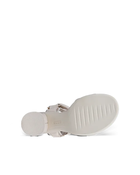 Damskie skórzane sandały na obcasie ECCO® Sculpted Sandal LX 55 - Beżowy - S