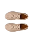 Women's ECCO® Soft Zero Leather Trainer - Beige - Top_Left_Pair