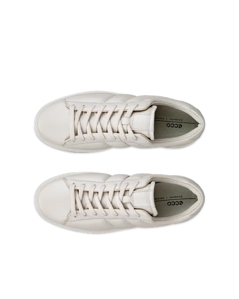 ECCO® Street Platform sneakers i læder og chunky sål til damer - Beige - Top_Left_Pair