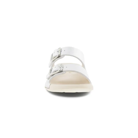 Damskie skórzane sandały z paskami ECCO® Cozmo - Srebrny - Front