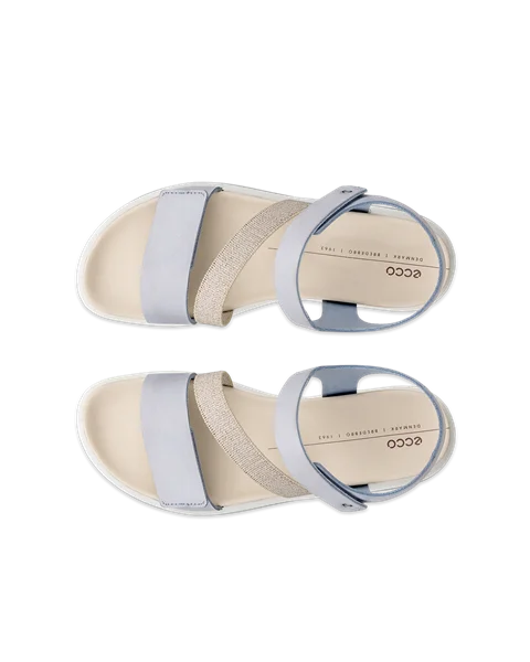 Women's ECCO® Flowt Nubuck Wedge Sandal - Blue - Top_Left_Pair