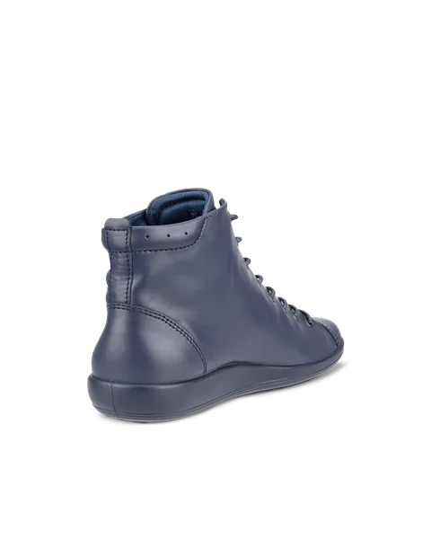 Women's ECCO® Soft 2.0 Leather High-Top Walking Shoe - Blue - B