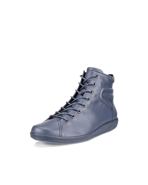 ECCO® Soft 2.0 højskaftede sneaker i læder til damer - Blå - M