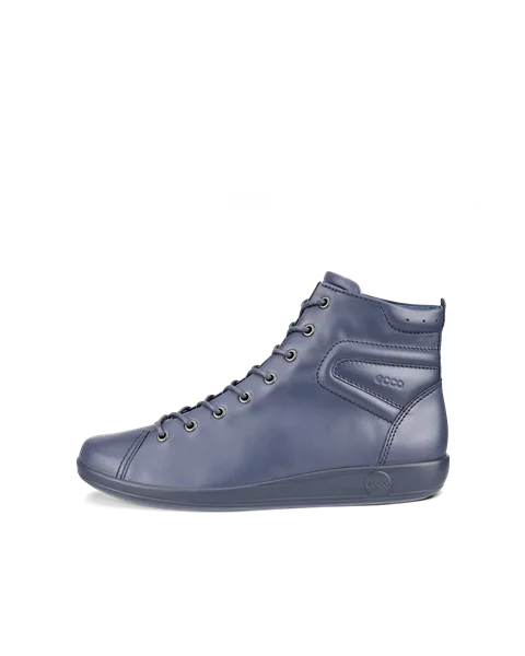 Women's ECCO® Soft 2.0 Leather High-Top Walking Shoe - Blue - O