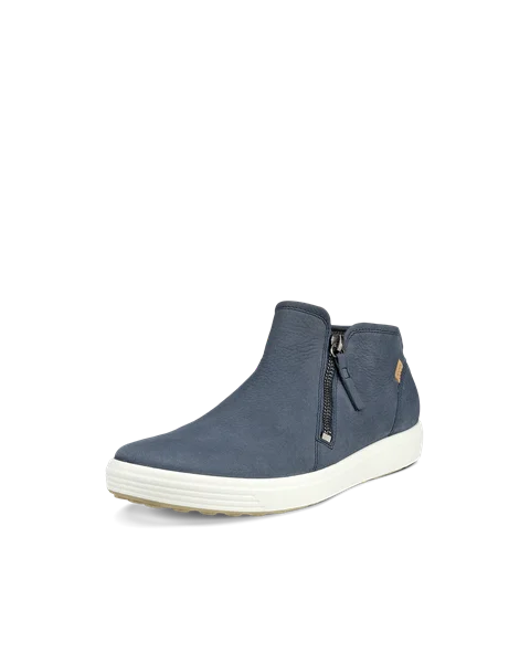 ECCO® Soft 7 dame boots i semsket skinn med glidelås - Blå - M