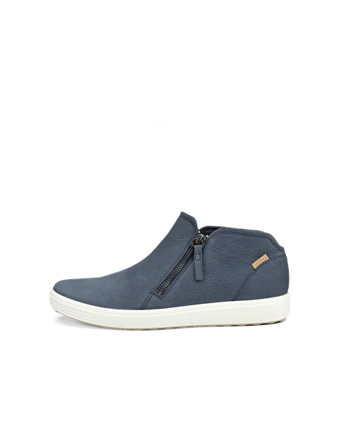 ECCO® Soft 7 dame boots i semsket skinn med glidelås - Blå - O
