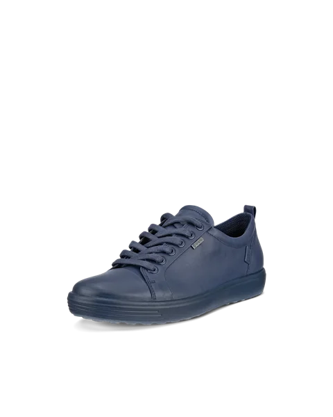 Damskie skórzane sneakersy Gore-Tex ECCO® Soft 7 - Niebieski - M