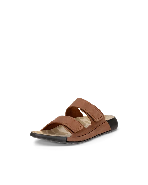 Women's ECCO® Cozmo Nubuck Two Strap Sandal - Brown - M