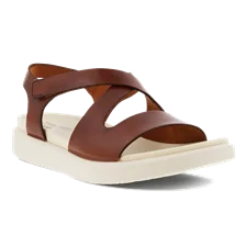 ECCO® Flowt sandale plate en cuir pour femme - Marron - Main