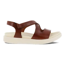 ECCO® Flowt sandale plate en cuir pour femme - Marron - Outside