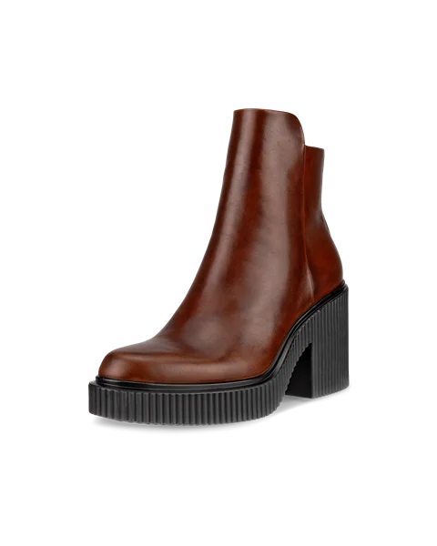 ECCO® Fluted Heel ankelstøvle i læder til damer - Brun - M