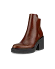 Women's ECCO® Fluted Heel Leather Ankle Boot - Brown - M