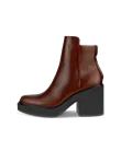 Women's ECCO® Fluted Heel Leather Ankle Boot - Brown - O