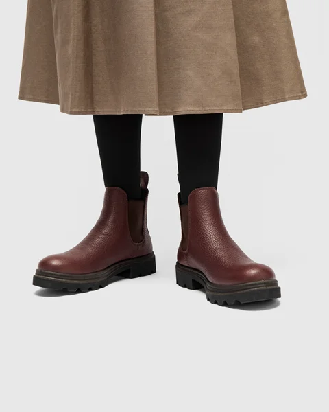 Women's ECCO® Grainer Leather Chelsea Boot - Brown - Lifestyle_Image_1