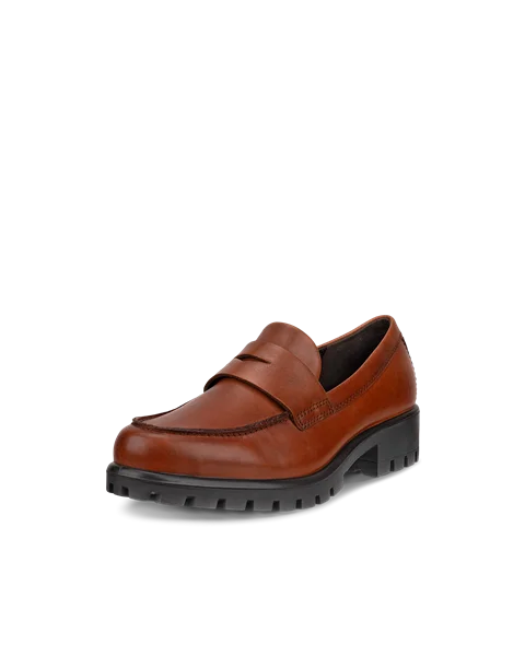 Women's ECCO® Modtray Leather Loafer - Brown - M