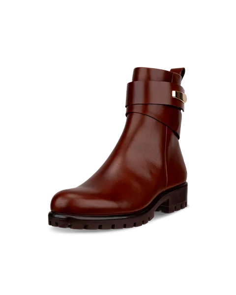 Women's ECCO® Modtray Leather Ankle Boot - Brown - M