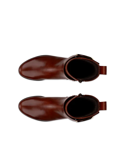 Women's ECCO® Modtray Leather Ankle Boot - Brown - Top_Left_Pair