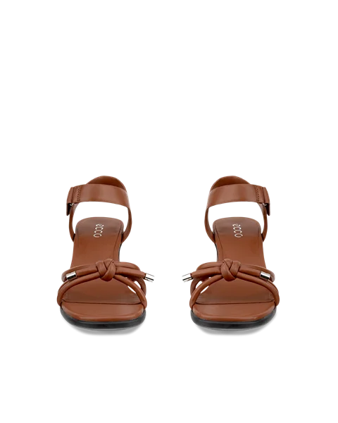 Ženski usnjeni sandali s peto ECCO® Sculpted Alba 65 - rjav - Front_Pair