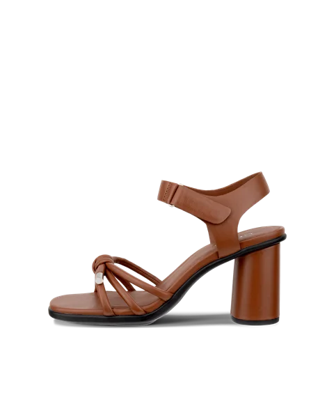 Ženski usnjeni sandali s peto ECCO® Sculpted Alba 65 - rjav - O