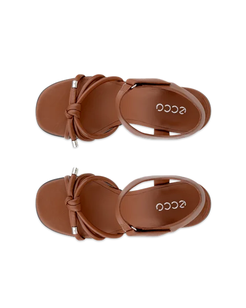 Ženski usnjeni sandali s peto ECCO® Sculpted Alba 65 - rjav - Top_Left_Pair