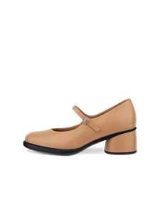 Women's ECCO® Sculpted LX 35 Leather Block-Heeled Pump - Brown - O
