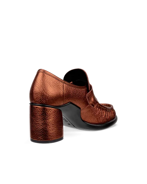 Women's ECCO® Sculpted LX 55 Leather Block-Heeled Loafer - Brown - B