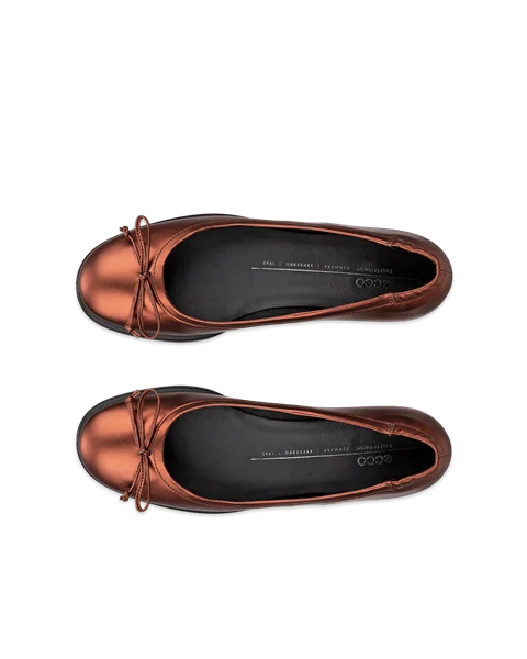 Women's ECCO® Sculpted LX Leather Ballerina - Brown - Top_Left_Pair